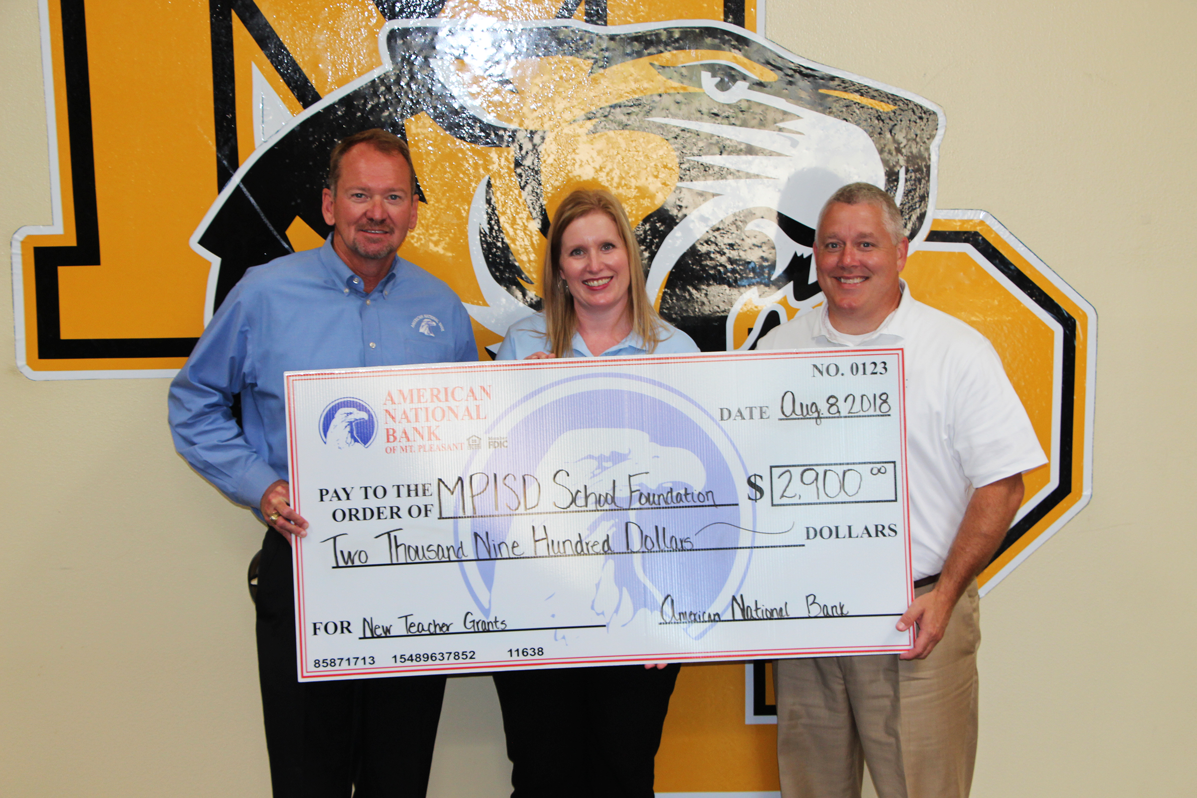 ANB Donation 2018 American National Bank Donates Funds to MPISD Foundation